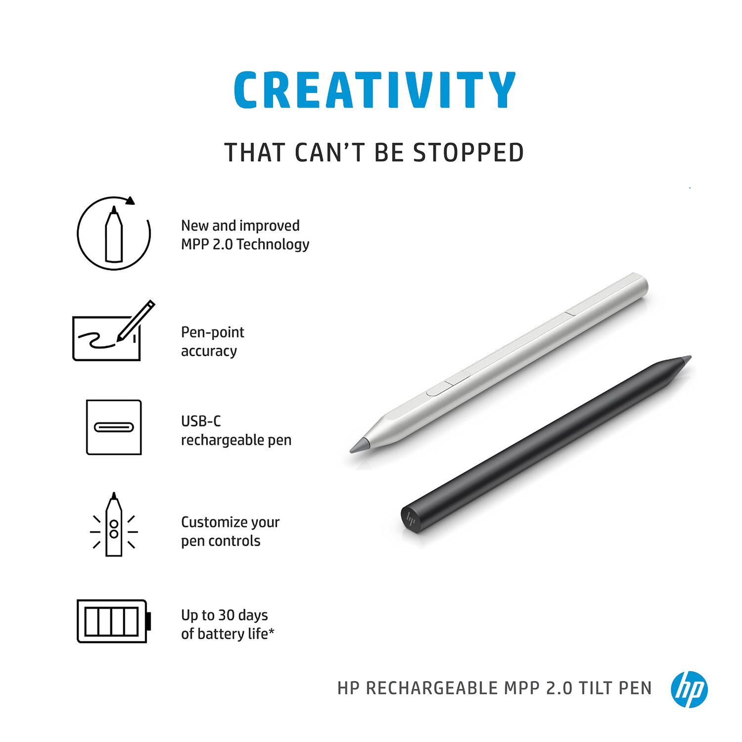 L&aacute;piz Hp Rechargeable Mpp2.0 Tilt Pen Nsv (natural Silver) image number 2.0